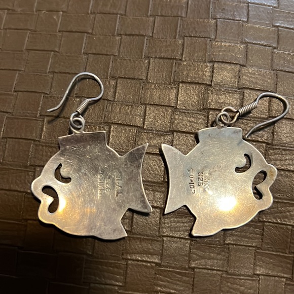 Mexico 925 sterling silver fish earrings pierced - Picture 2 of 2